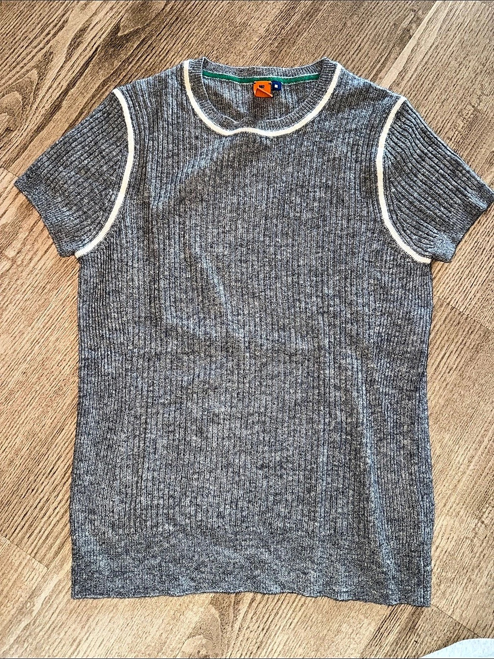 No Name Gray Cashmere Ribbed Short Sleeve Tee Size Medium
